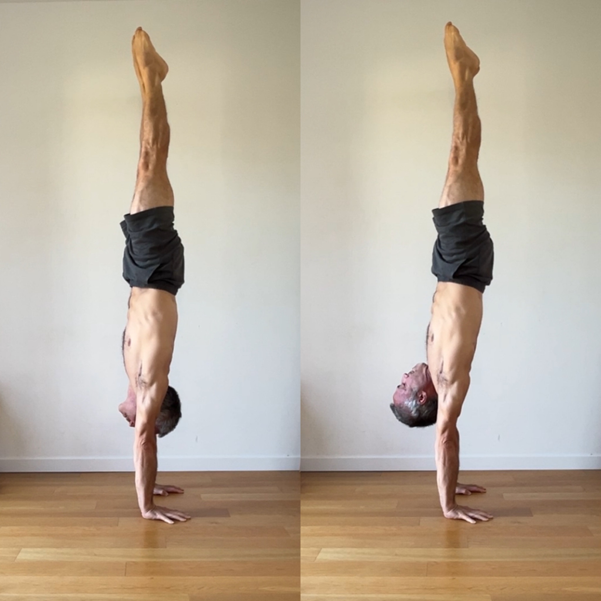 Handstand practice — front and side view